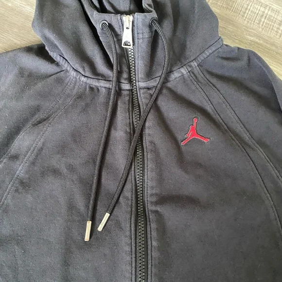 Jordan Essentials Knit Hooded Warmup Black Hoodie Zipper Sweater Men XS - Picture 5 of 8